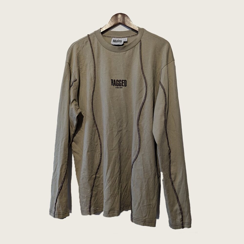 RAGGED JEANS - Wavy seams long sleeve t-shirt - Sz XL